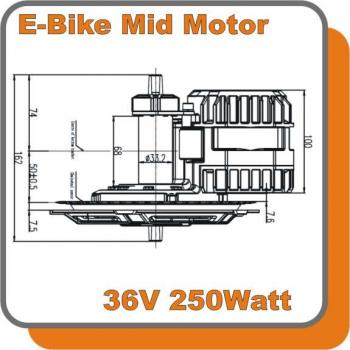 E-BIKE MID Mittelmotor Kit Pedelec 36V 250W Antrieb Umbausatz Inside Controller